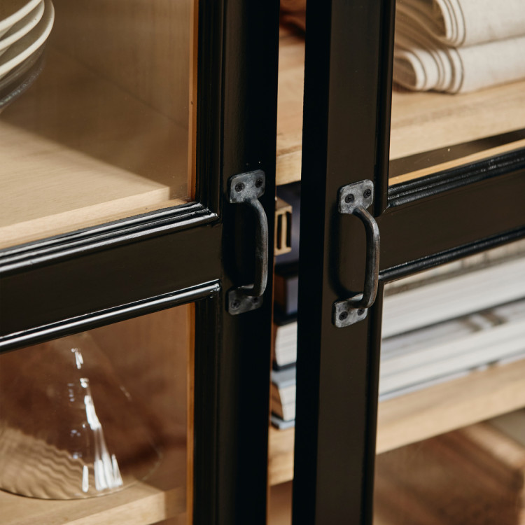 Nordal Viva Black Wood Sideboard with Glass Doors from Accessories for the Home