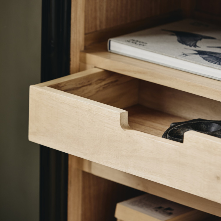 Nordal Viva Black Wood Slim Cabinet with Glass Door from Accessories for the Home Nordal Viva Black Wood Slim Cabinet with Glass Door from Accessories for the Home