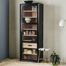 Nordal Viva Black Wood Slim Cabinet with Glass Door from Accessories for the Home