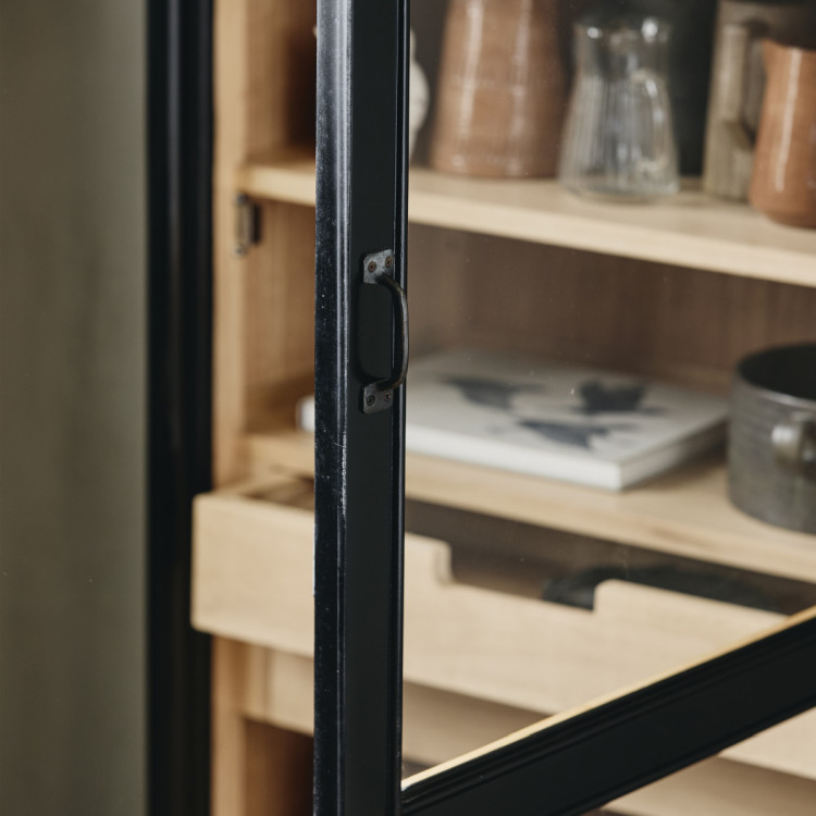 Nordal Viva Black Wood Slim Cabinet with Glass Door from Accessories for the Home Nordal Viva Black Wood Slim Cabinet with Glass Door from Accessories for the Home