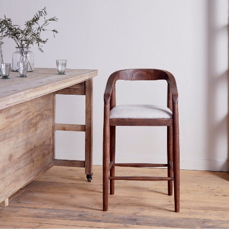 Anbu Acacia Upholstered Counter Chair- Washed Walnut from Accessories for the Home 2