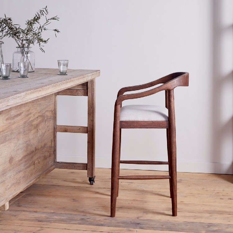 Anbu Acacia Upholstered Counter Chair- Washed Walnut from Accessories for the Home
