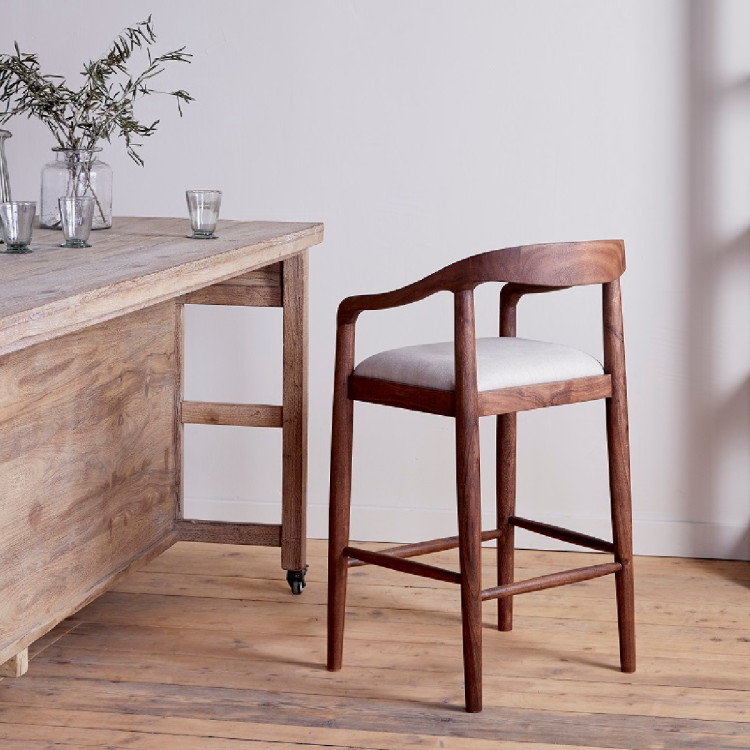 Anbu Acacia Upholstered Counter Chair- Washed Walnut from Accessories for the Home