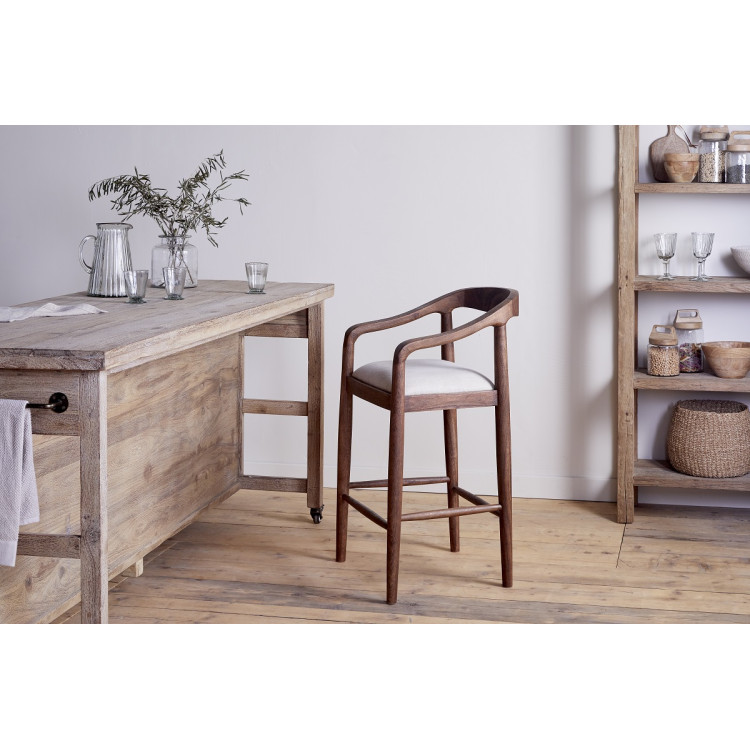 Anbu Acacia Upholstered Counter Chair- Washed Walnut from Accessories for the Home
