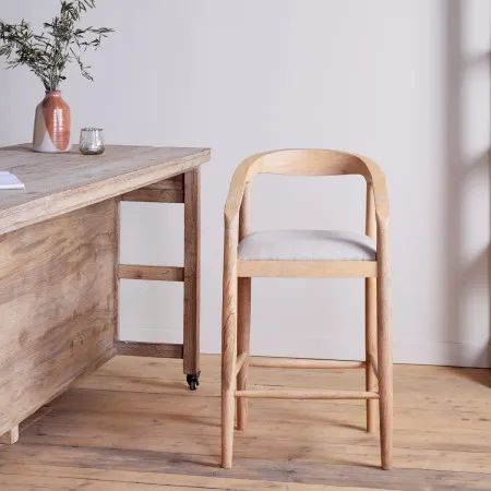 Anbu Mango Wood Upholstered Counter Chair- Natural from Accessories for the Home 2