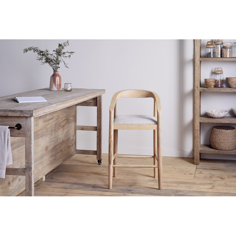 Anbu Mango Wood Upholstered Counter Chair- Natural from Accessories for the Home