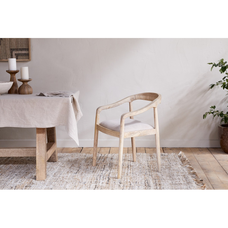 Anbu Mango Wood Upholstered Dining Chair- Natural from Accessories for the Home