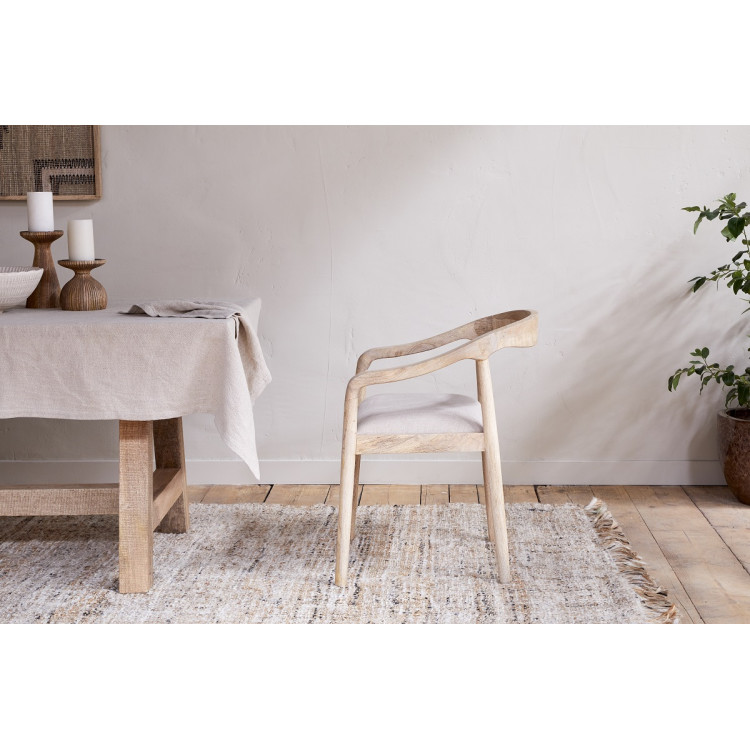 Anbu Mango Wood Upholstered Dining Chair- Natural from Accessories for the Home