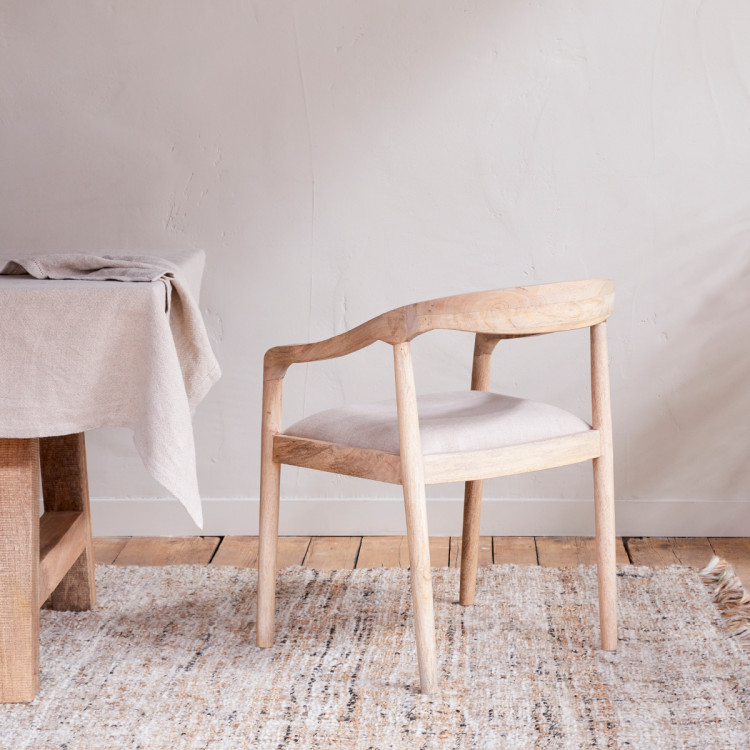 Back of Anbu Mango Wood Upholstered Dining Chair- Natural from Accessories for the Home