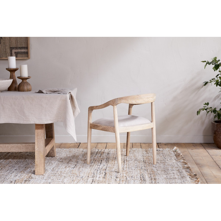 Anbu Mango Wood Upholstered Dining Chair- Natural from Accessories for the Home