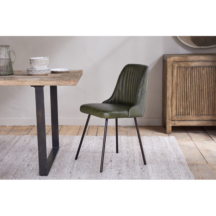 Harsha Rich Green Leather Dining Chair from Accessories for the Home Harsha Rich Green Leather Dining Chair from Accessories for the Home
