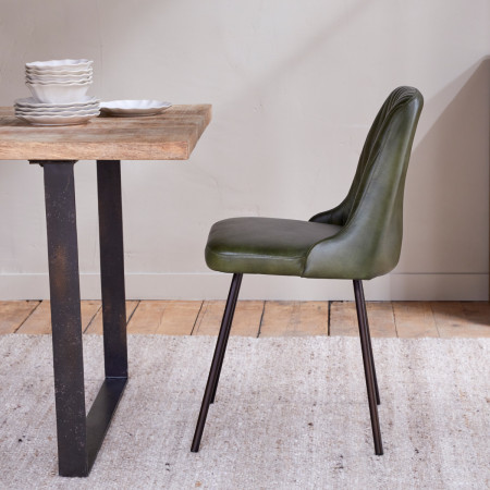 Harsha Rich Green Leather Dining Chair from Accessories for the Home 2