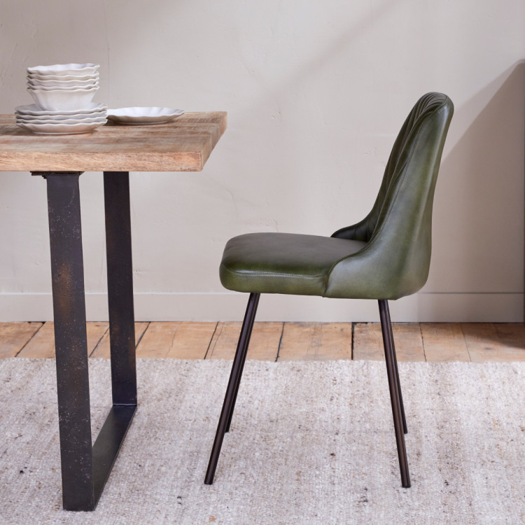 Harsha Rich Green Leather Dining Chair from Accessories for the Home Harsha Rich Green Leather Dining Chair from Accessories for the Home