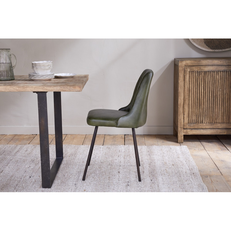 Harsha Rich Green Leather Dining Chair from Accessories for the Home Harsha Rich Green Leather Dining Chair from Accessories for the Home