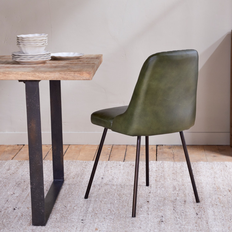 Harsha Rich Green Leather Dining Chair from Accessories for the Home Harsha Rich Green Leather Dining Chair from Accessories for the Home