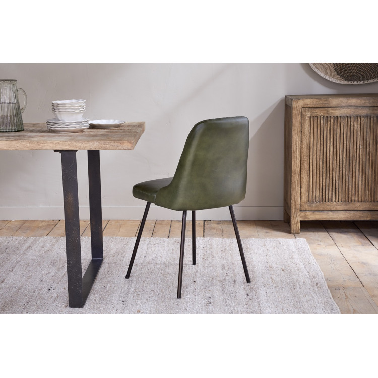 Harsha Rich Green Leather Dining Chair from Accessories for the Home Harsha Rich Green Leather Dining Chair from Accessories for the Home