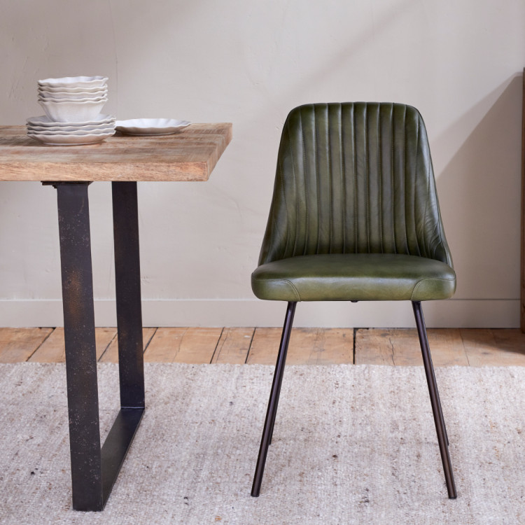 Harsha Rich Green Leather Dining Chair from Accessories for the Home Harsha Rich Green Leather Dining Chair from Accessories for the Home