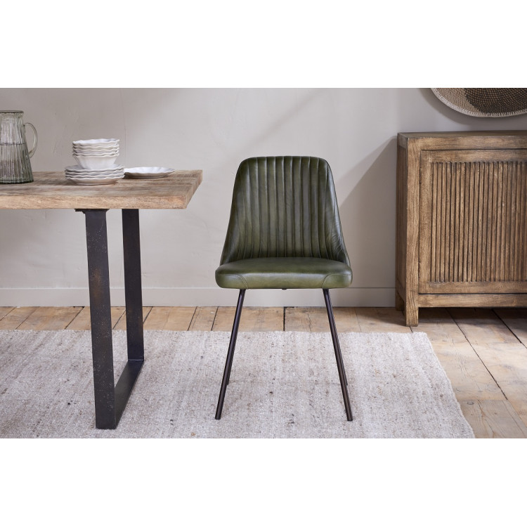 Harsha Rich Green Leather Dining Chair from Accessories for the Home Harsha Rich Green Leather Dining Chair from Accessories for the Home