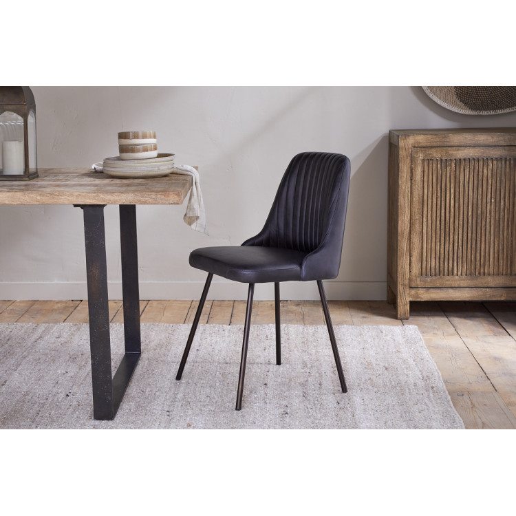 Harsha Aged Black Leather Dining Chair from Accessories for the Home Harsha Aged Black Leather Dining Chair from Accessories for the Home