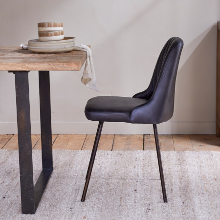 Harsha Aged Black Leather Dining Chair from Accessories for the Home 2