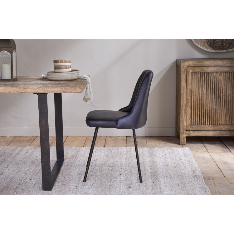 Harsha Aged Black Leather Dining Chair from Accessories for the Home Harsha Aged Black Leather Dining Chair from Accessories for the Home