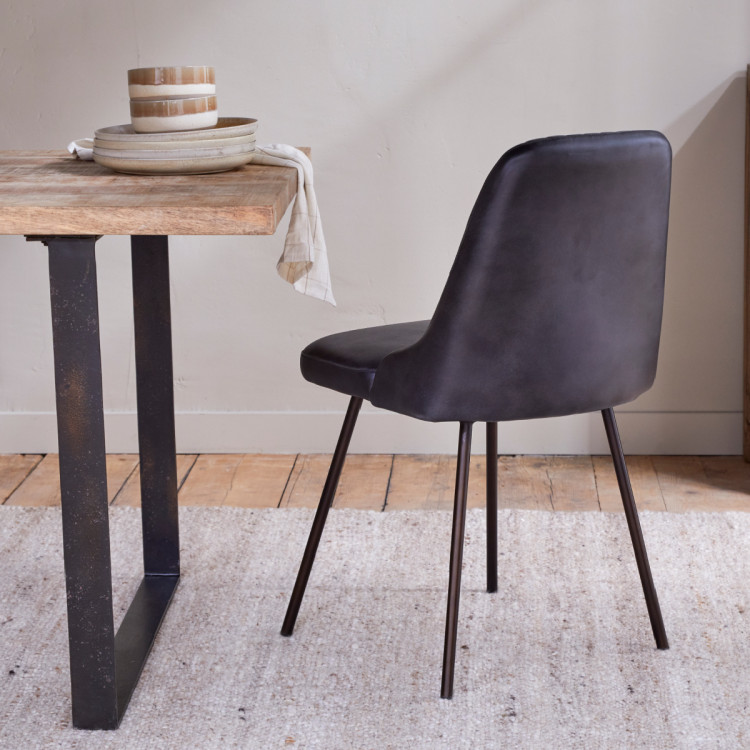 Harsha Aged Black Leather Dining Chair from Accessories for the Home Harsha Aged Black Leather Dining Chair from Accessories for the Home