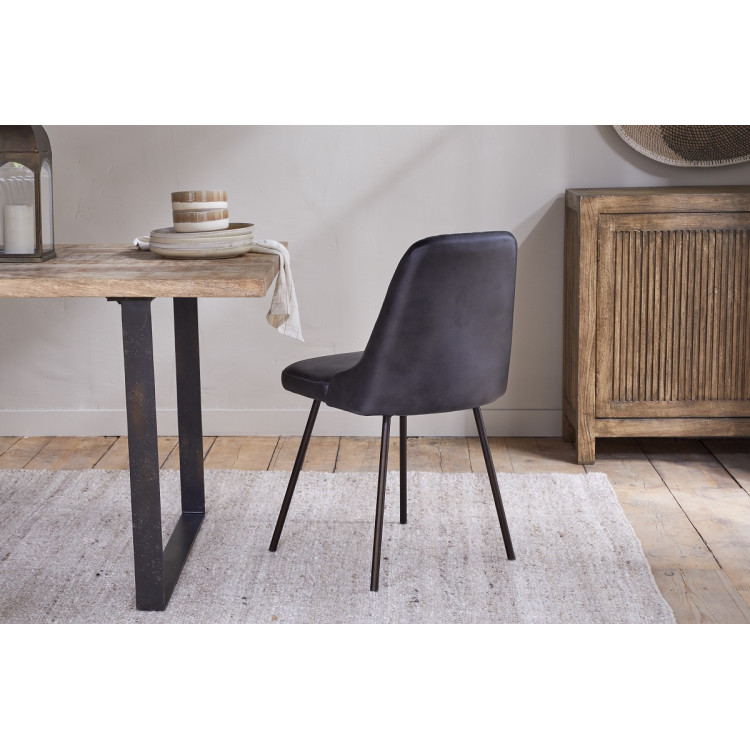 Harsha Aged Black Leather Dining Chair from Accessories for the Home Harsha Aged Black Leather Dining Chair from Accessories for the Home