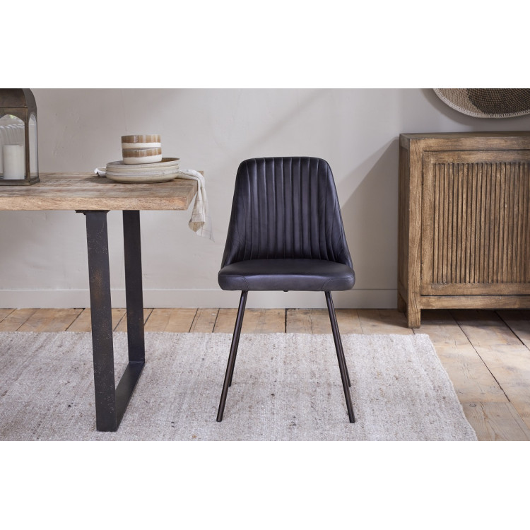 Harsha Aged Black Leather Dining Chair from Accessories for the Home Harsha Aged Black Leather Dining Chair from Accessories for the Home