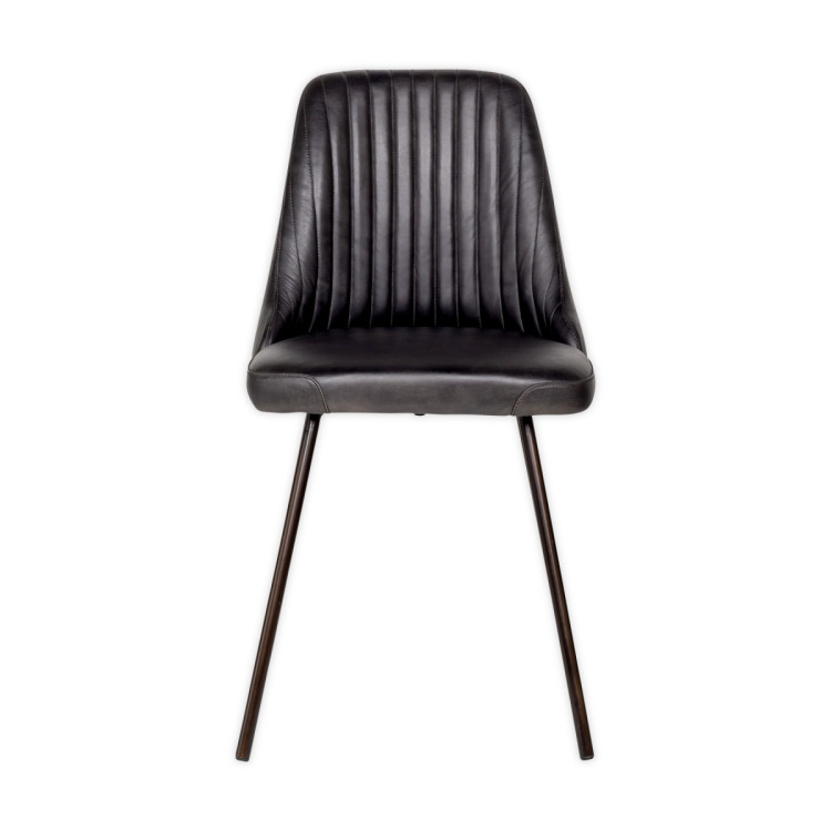 Harsha Aged Black Leather Dining Chair from Accessories for the Home Harsha Aged Black Leather Dining Chair from Accessories for the Home