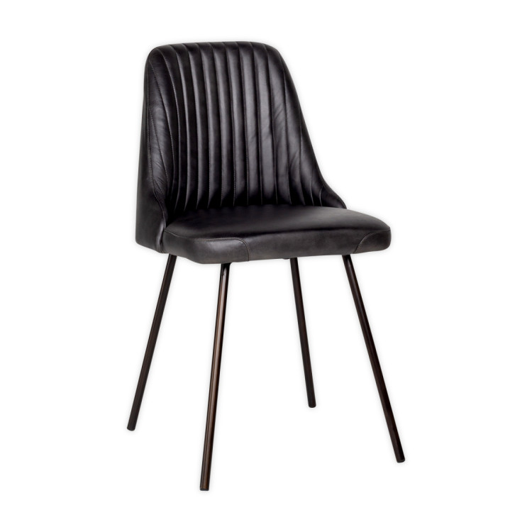 Harsha Aged Black Leather Dining Chair from Accessories for the Home Harsha Aged Black Leather Dining Chair from Accessories for the Home