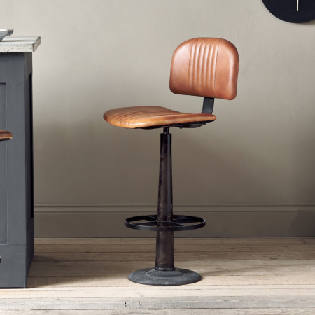 Narwana Leather & Iron Bar Chair- Aged Tan from Accessories for the Home 2
