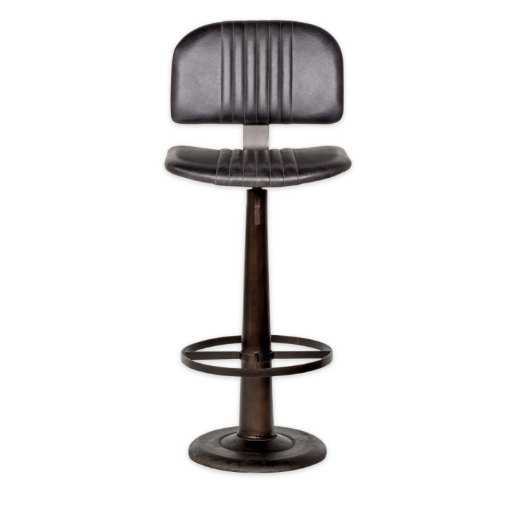 Narwana Leather & Iron Bar Chair- Aged Black from Accessories for the Home Narwana Leather & Iron Bar Chair- Aged Black from Accessories for the Home