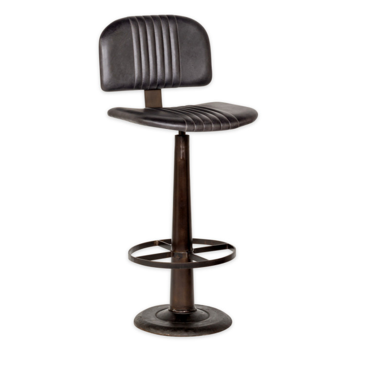 Narwana Leather & Iron Bar Chair- Aged Black from Accessories for the Home Narwana Leather & Iron Bar Chair- Aged Black from Accessories for the Home