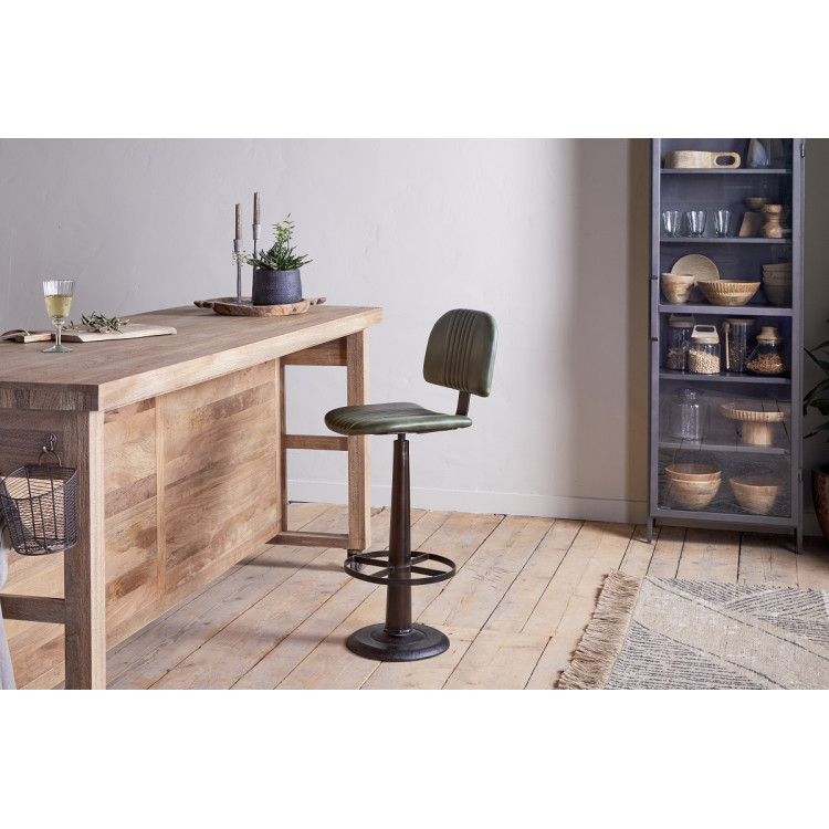 Narwana Leather & Iron Bar Chair- Rich Green from Accessories for the Home Narwana Leather & Iron Bar Chair- Rich Green from Accessories for the Home