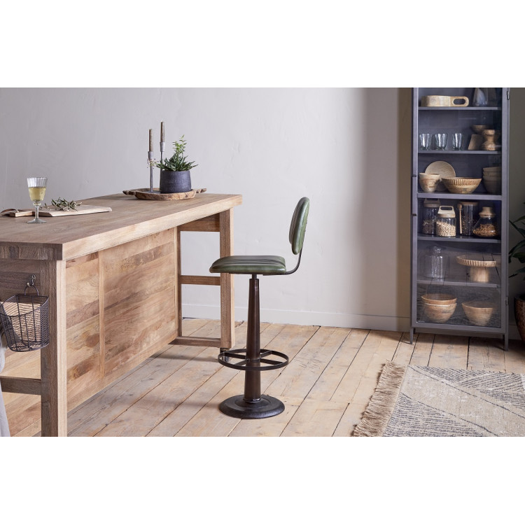 Narwana Leather & Iron Bar Chair- Rich Green from Accessories for the Home Narwana Leather & Iron Bar Chair- Rich Green from Accessories for the Home