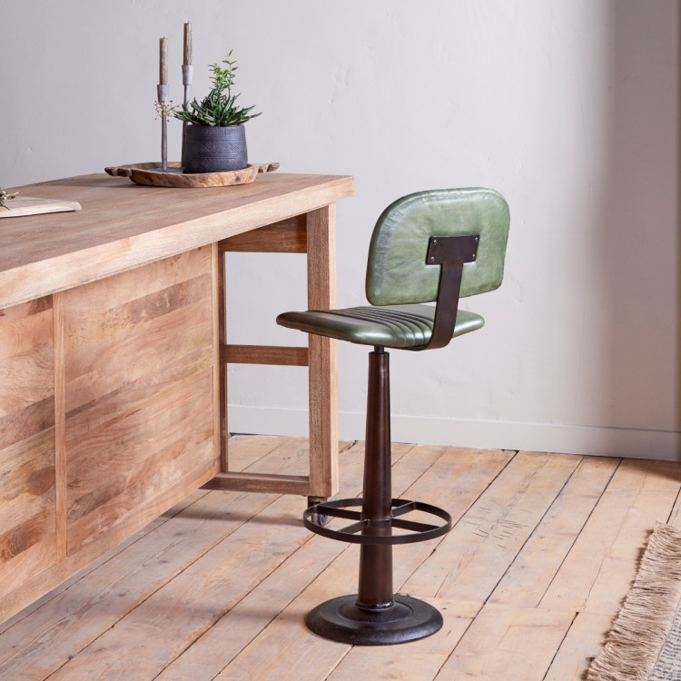 Narwana Leather & Iron Bar Chair- Rich Green from Accessories for the Home Narwana Leather & Iron Bar Chair- Rich Green from Accessories for the Home