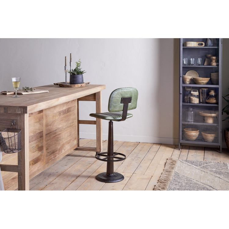 Narwana Leather & Iron Bar Chair- Rich Green from Accessories for the Home Narwana Leather & Iron Bar Chair- Rich Green from Accessories for the Home