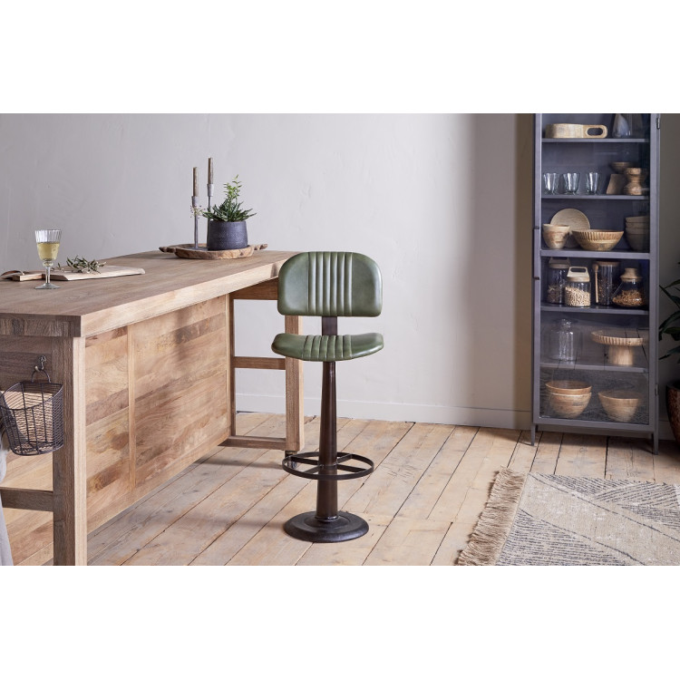 Narwana Leather & Iron Bar Chair- Rich Green from Accessories for the Home Narwana Leather & Iron Bar Chair- Rich Green from Accessories for the Home