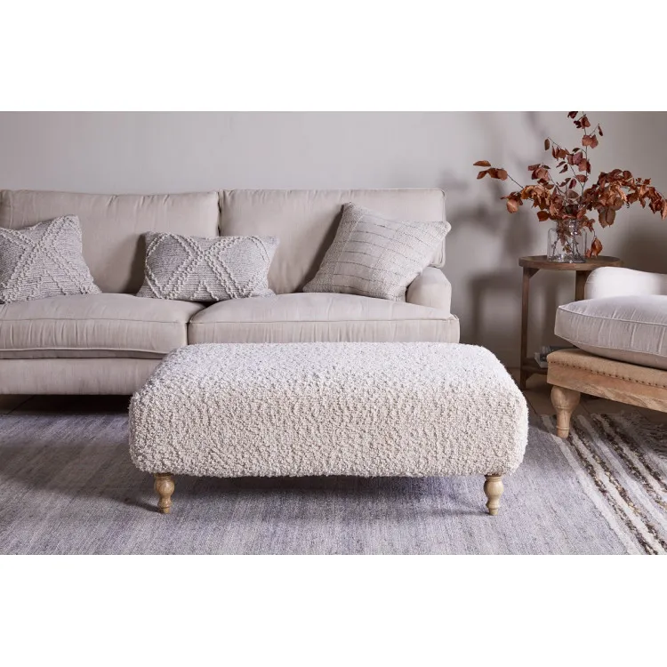 Otas Teddy Cotton Ottoman in Off White from Accessories for the Home