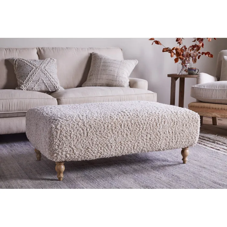 Otas Teddy Cotton Ottoman in Off White from Accessories for the Home