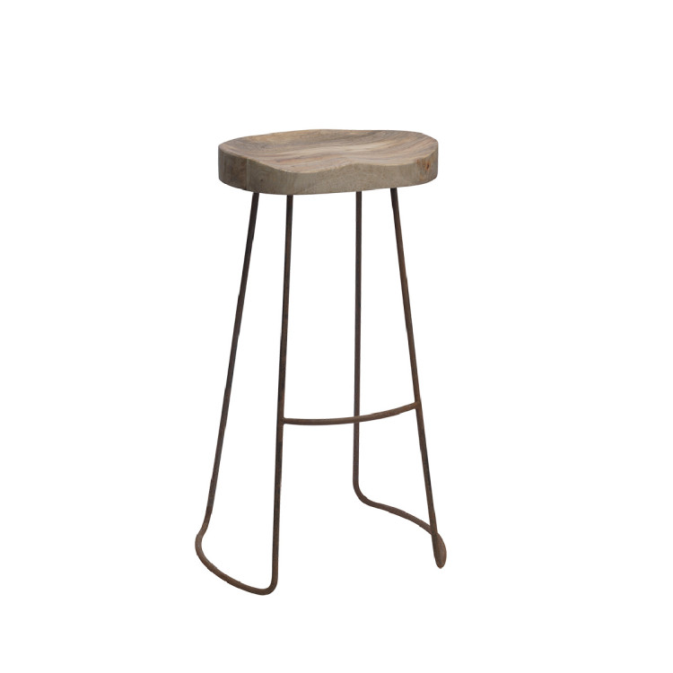 Loko Natural Mango Wood and Iron Stool from Accessories for the Home Loko Natural Mango Wood and Iron Stool from Accessories for the Home
