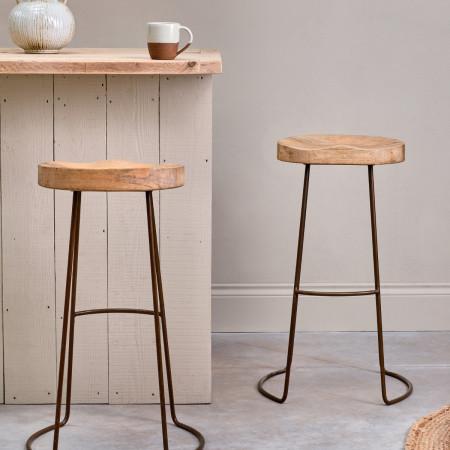 Loko Natural Mango Wood and Iron Stool from Accessories for the Home 2