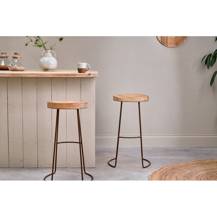 Loko Natural Mango Wood and Iron Stool from Accessories for the Home Loko Natural Mango Wood and Iron Stool from Accessories for the Home
