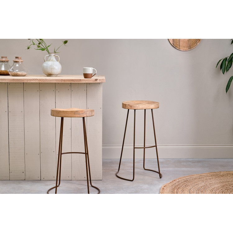 Loko Natural Mango Wood and Iron Stool from Accessories for the Home Loko Natural Mango Wood and Iron Stool from Accessories for the Home