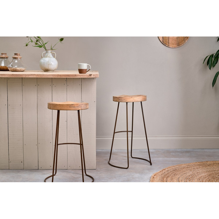 Loko Natural Mango Wood and Iron Stool from Accessories for the Home Loko Natural Mango Wood and Iron Stool from Accessories for the Home