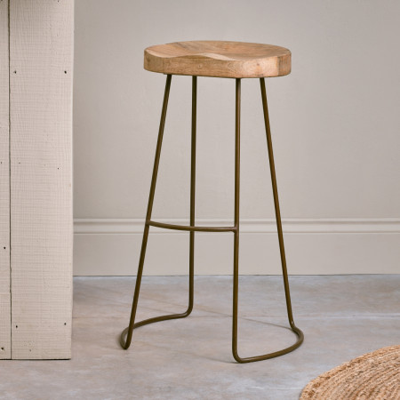 Loko Natural Mango Wood and Iron Stool from Accessories for the Home