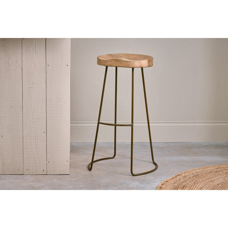 Loko Natural Mango Wood and Iron Stool from Accessories for the Home Loko Natural Mango Wood and Iron Stool from Accessories for the Home