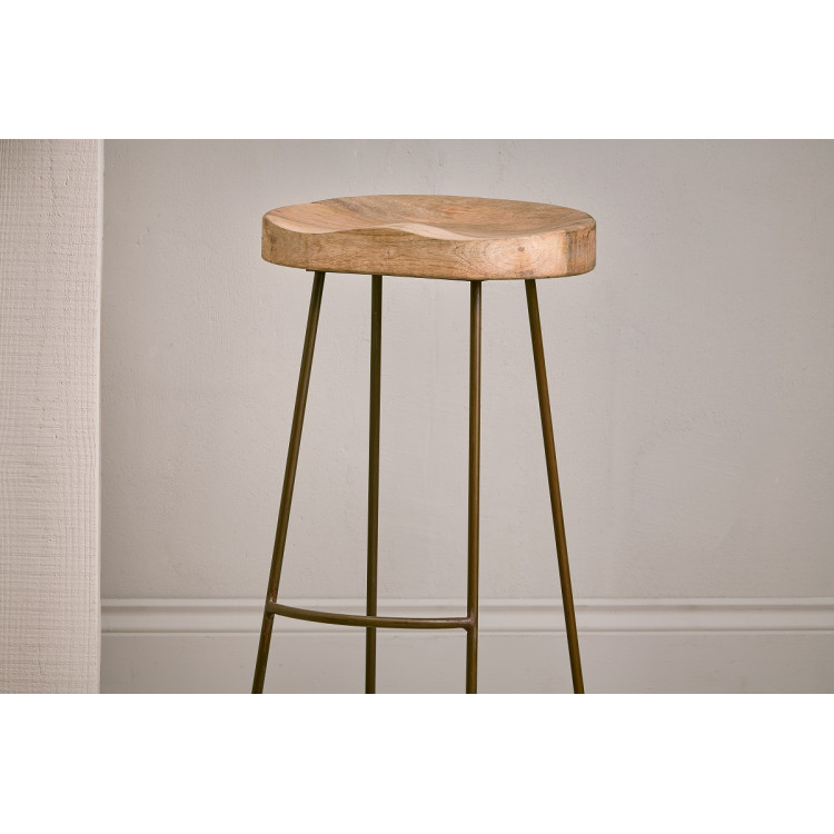 Loko Natural Mango Wood and Iron Stool from Accessories for the Home Loko Natural Mango Wood and Iron Stool from Accessories for the Home