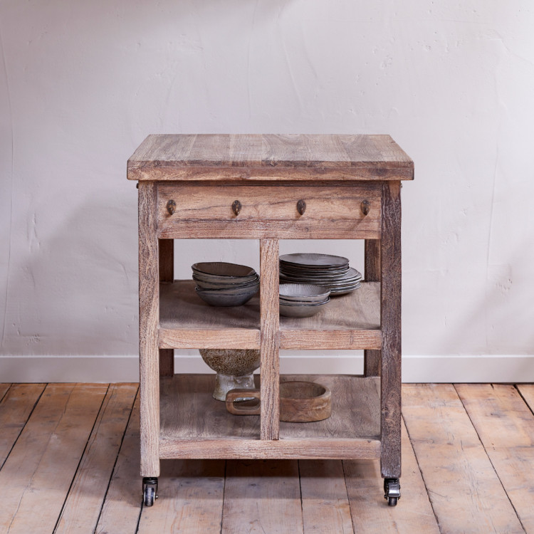 Tivu Reclaimed Wood Butchers Block Trolley from Accessories for the Home