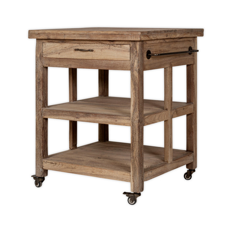 Tivu Reclaimed Wood Butchers Block Trolley from Accessories for the Home